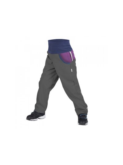 Pantalone da bambino in softshell impermabile Unuo- Grigio e viola
