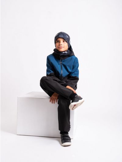 Giacca da bambino in softshell Unuo- Nero e Cobalto