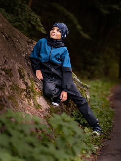 Giacca da bambino in softshell Unuo- Nero e Cobalto