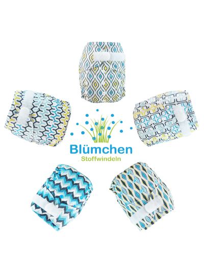 Pannolino lavabile Blümchen - Pocket con velcro senza inserti in vari colori
