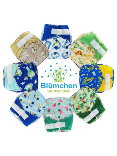 Pannolino lavabile Blümchen - All in one in bambù - Raccoons con velcro