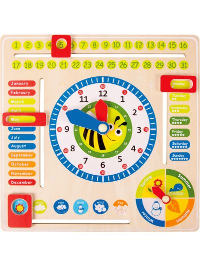 Gioco in legno Legler- Lavagna didattica “Data, ora e stagioni” in inglese