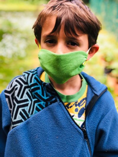 Mascherine lavabili per bambini in vari colori, 100% cotone 7-12 anni, elastico dietro le orecchie