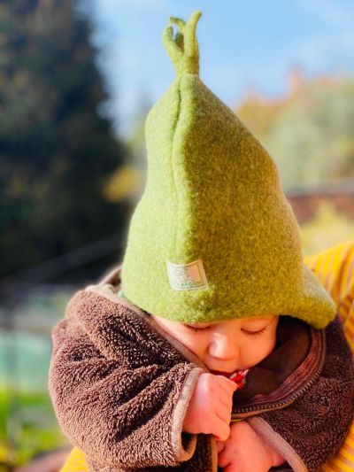 Cappellino per bambini Pickapooh in lana biologica verde