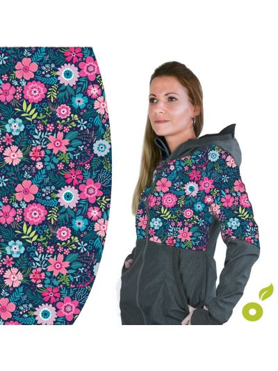 Giacca da donna in softshell Unuo- Antracite con i fiorellini