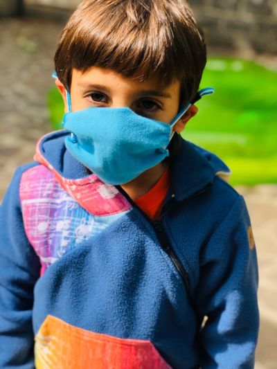 Mascherine lavabili per bambini in vari colori, 100% cotone 3-6 anni, elastico dietro le orecchie