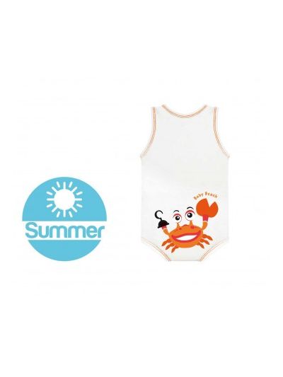 J Body Fresco Cotone Summer Sealife Collection - Body allungabile smanicato Granchio