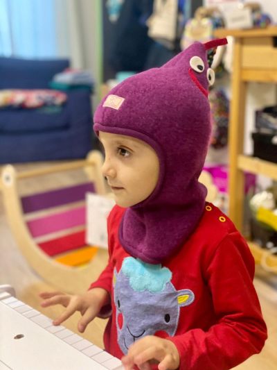 Passamontagna Pickapooh - Cappello per bambini in lana biologica Max-Vinaccia