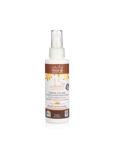 Cosmesi naturale Officina naturae- Crema Fluida Solare SPF 15 in Bioplastica