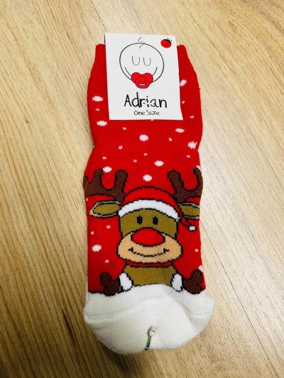 Calzini Antiscivolo per la famiglia in varie taglie- Renna col cappello