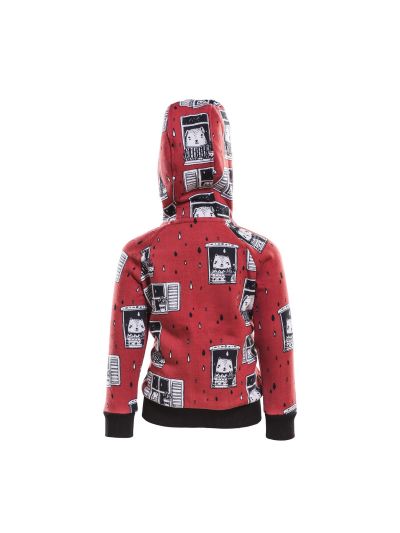 Felpa da bambino con cerniera IGI Natur – Allover Rain Watchers Print on Red