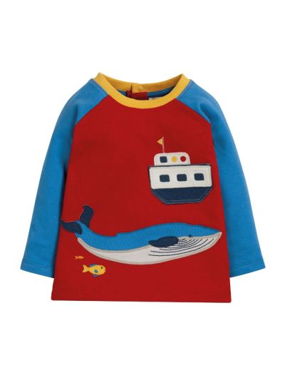Maglia a manica lunga Frugi – Henry Raglan Top Tango Red/Boat