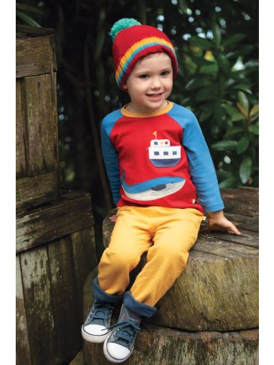 Maglia a manica lunga Frugi – Henry Raglan Top Tango Red/Boat