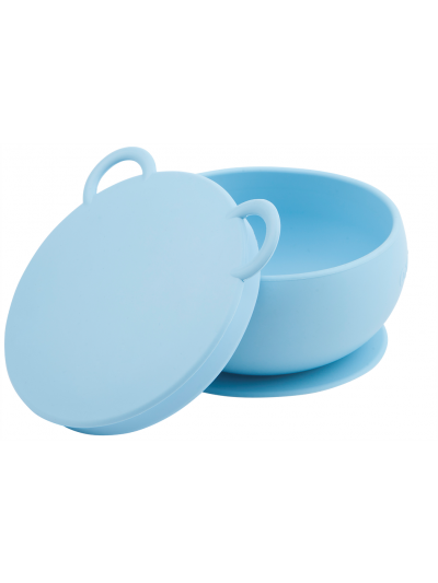 Ciotola in silicone con coperchio Minikoioi - Celeste