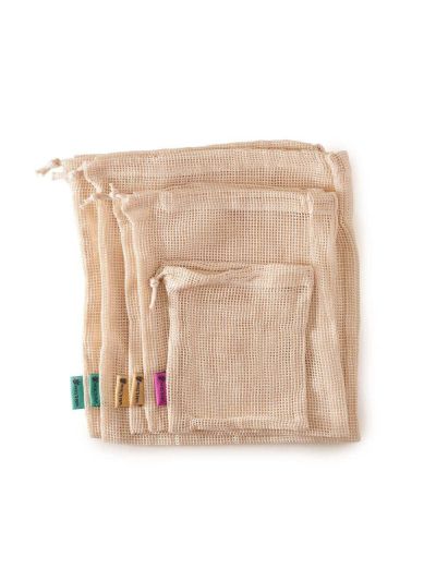 Prodotto per la casa Wild & Stone - Sacchetti per alimenti riutilizzabili in rete di cotone biologico (confezione da 5 pezzi)