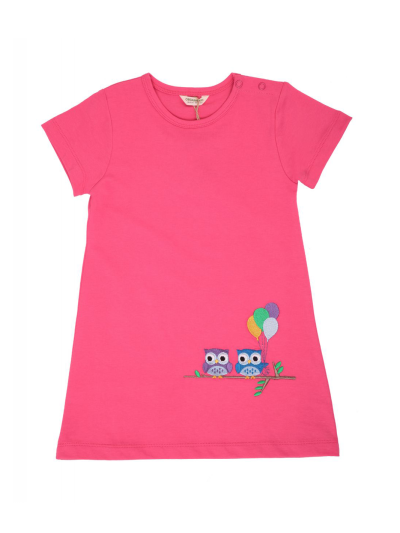 Organickid - Vestito gufo rosa 1 anno