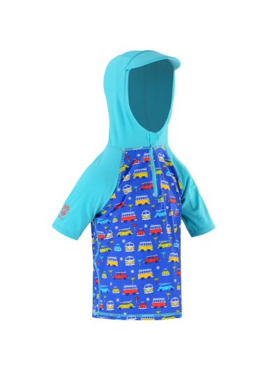 Volkswagen - Magliettina per bambino con cappuccio e Filtro Anti-Uv - Azzurra