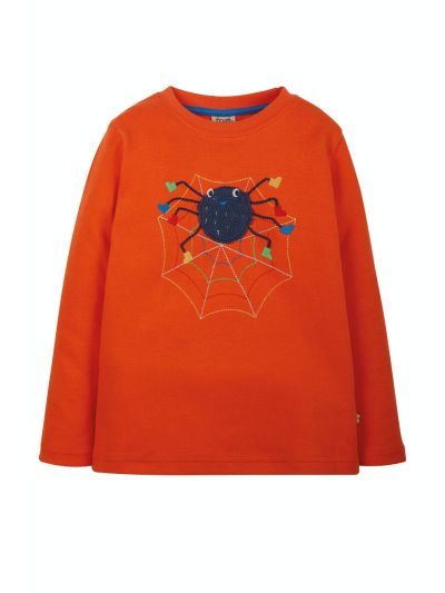 Maglietta per bambini in cotone biologico Frugi – Adventure Tiger Orange/Spider