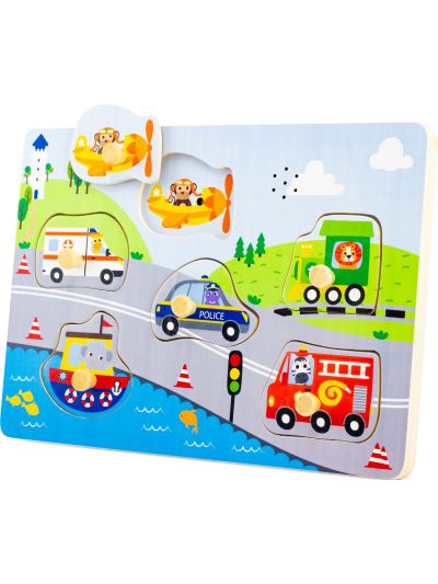 Gioco in legno Ulysse- Puzzle sonoro Veicoli