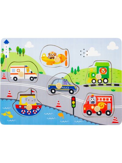 Gioco in legno Ulysse- Puzzle sonoro Veicoli