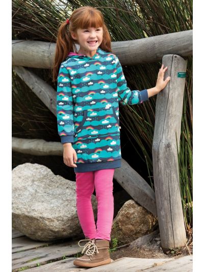 Vestito da bambina con cappuccio Frugi – Harriet Hoody Dress Above the Clouds 