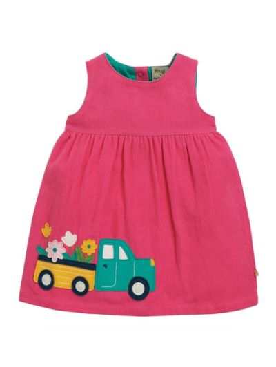 Vestito da bambina Frugi - Flamingo/Flower Truck