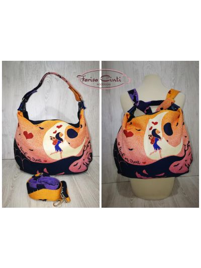 Borsa con scrap di fascia Farisa Cinti- Mini travel bag Trick or treat arancione