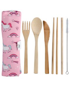 Set di posate Puckator in 100% Bamboo naturale in vari colori