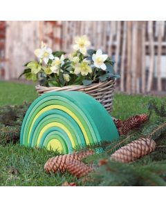 Gioco in legno Grimm's- Arcobaleno Grimm's in 12 pezzi in legno- Forest green