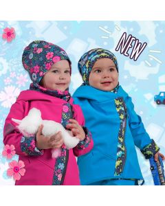 Giacca da bambino in softshell Unuo con cerniera laterale- Fiorellini