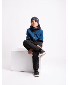 Giacca da bambino in softshell Unuo- Nero e Cobalto