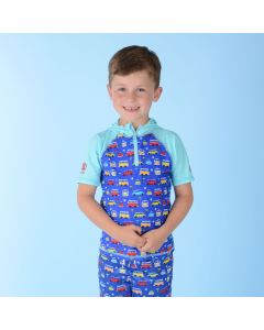 Volkswagen - Magliettina per bambino con cappuccio e Filtro Anti-Uv - Azzurra