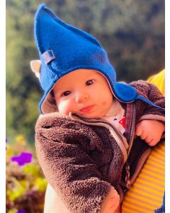 Cappellino per bambini Pickapooh in cotone e  lana Marie Rosso con Fiore bianco