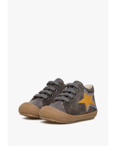 Scarpine primi passi in nappa Cocoon Naturino con stella- Antracite