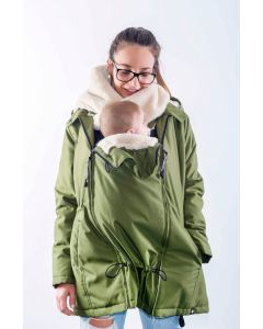 Giacca maternità e per portare Wombat Wallaby 2.0 - verde con interno beige 4 in 1