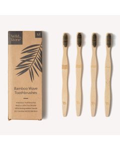 Spazzolino da denti in bambù Wild & Stone per adulti - Setole ondulate medie (confezione da 4 pezzi)