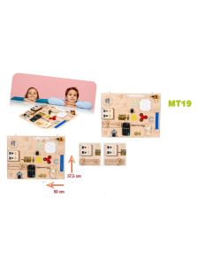 Gioco in legno 3Toys- Pannello montessoriano  con 16 attività