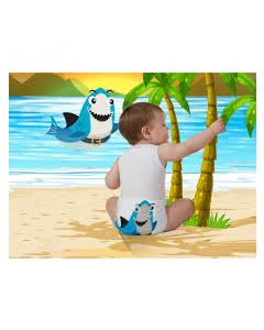 J Body Fresco Cotone Summer Sealife Collection - Body allungabile smanicato Squalo