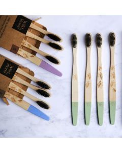 Spazzolino da denti in bambù Wild & Stone per adulti - Setole dure (confezione da 4 pezzi)