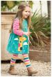 Vestito da bambina Frugi - Lily Cord Dress Topaz Blue Polka/Giraffe