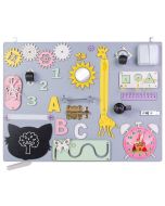 Gioco in legno 3Toys- Pannello montessoriano con 17 attività in vari colori